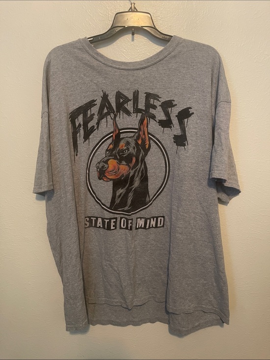 Samegang Other - Fearless State of Mind Doberman Graphic Gray Dog T-Shirt